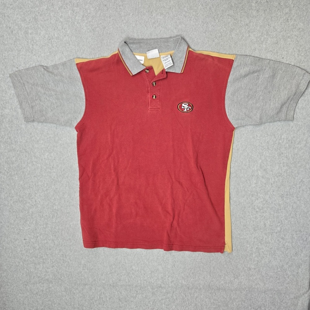 VINTAGE San Francisco 49ers Men Polo L Red Embroidered Colorblock Knights Y2K